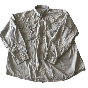 Columbia Mens PFG Performance Fishing Gear Vented Shirt Beige Size XXL